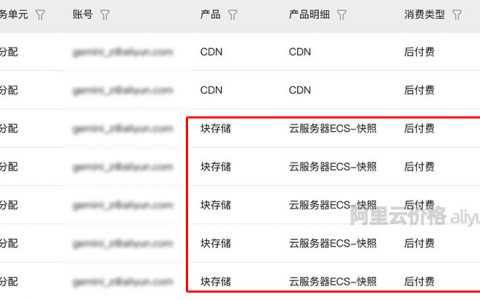 阿里云服务器快照收费标准价格表
